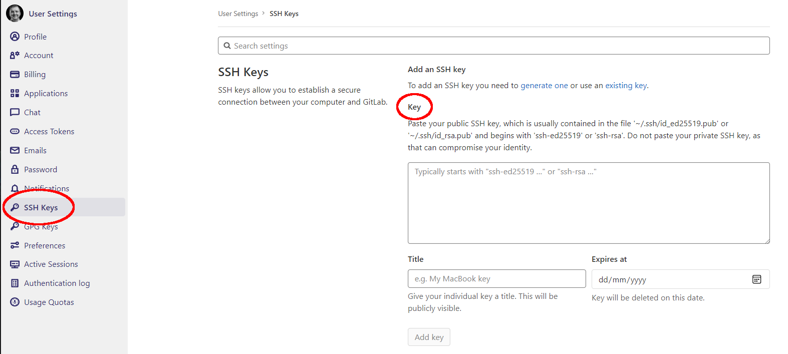 GitLab SSH Keys